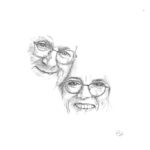 Tekening met potlood. Voor een goede gelijking is het niet nodig om een volledig beeld te tekenen.